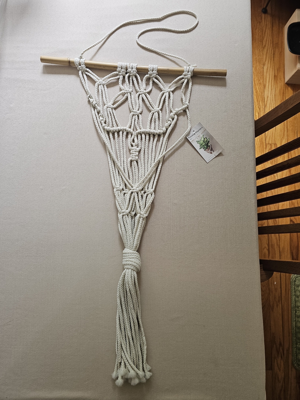 NWT Primitive Planters Macramé Wall Hanging Plant Hanger - Cream